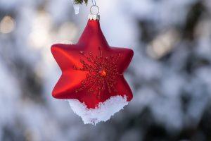 christmas, star, red
