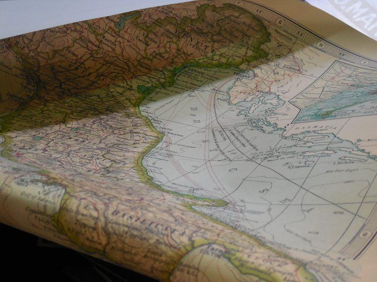 map, paper, vintage