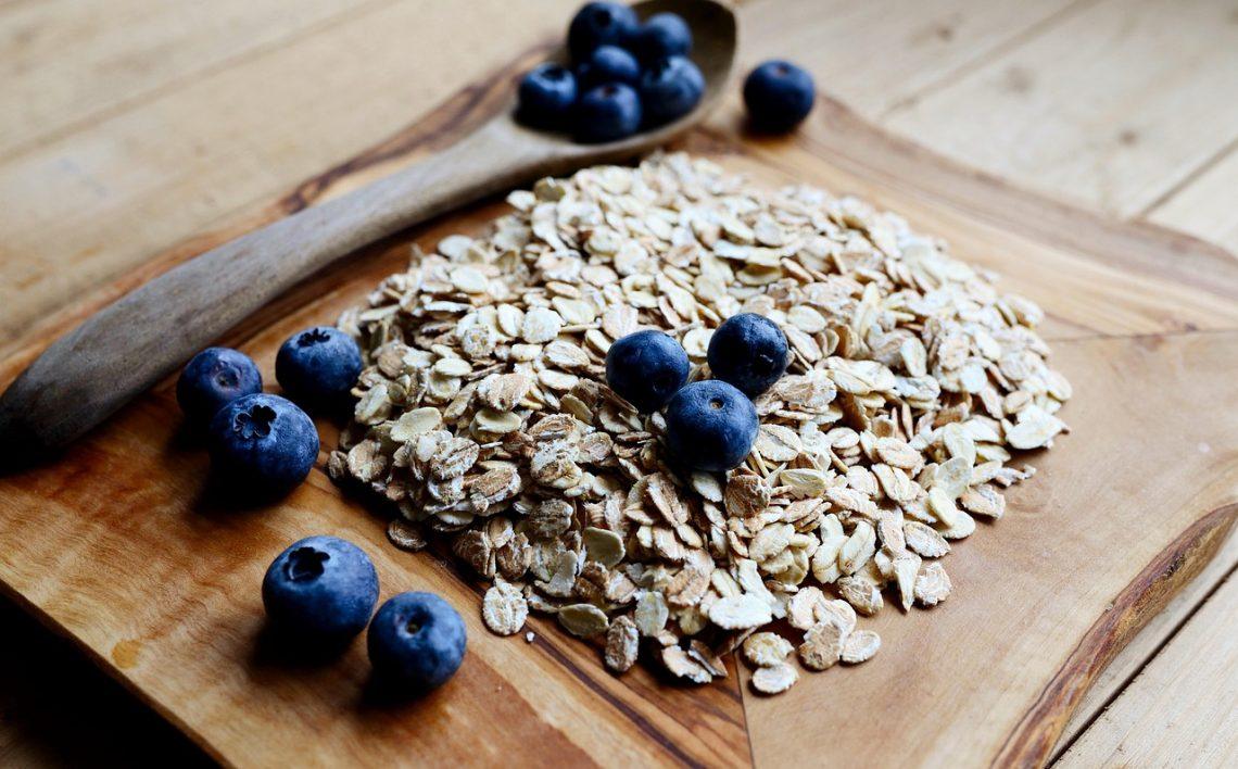 oatmeal, cereals, blueberries, food, meal, nourishment, grain, vegan